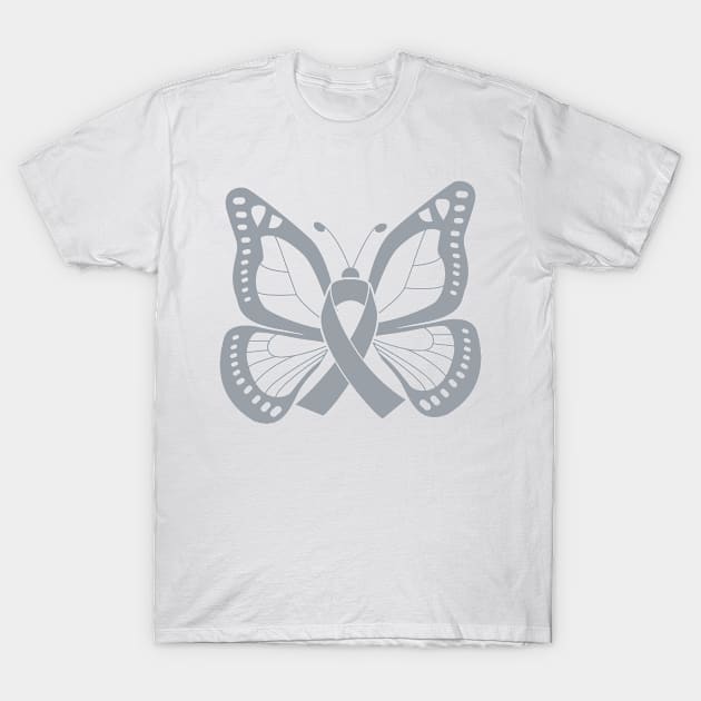 Silver Butterfly Awareness Ribbon T-Shirt by FanaticTee